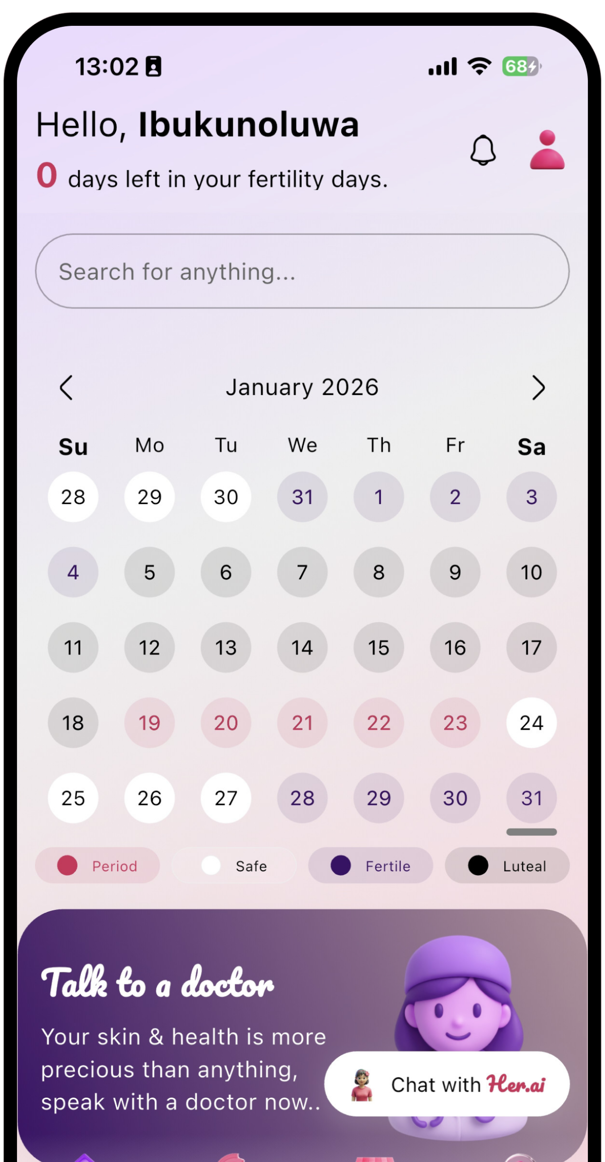 Herpride AI cycle tracking